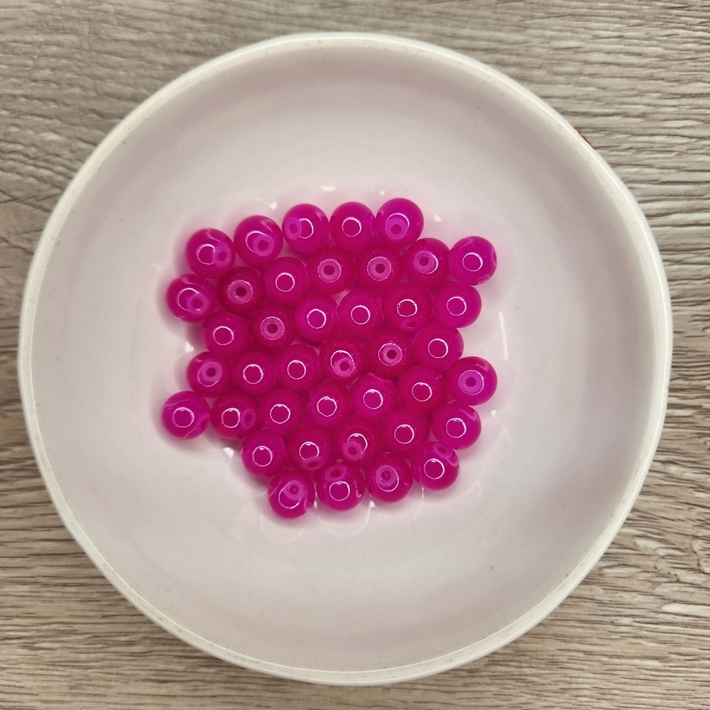 Pink Glass Beads 8mm Round 40 Bead Count #81